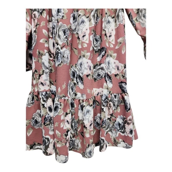 MOA MOA Mauve Floral Blouse M Off Shoulder 3/4 Sleeve Tunic Top Lined‎ - Picture 5 of 14